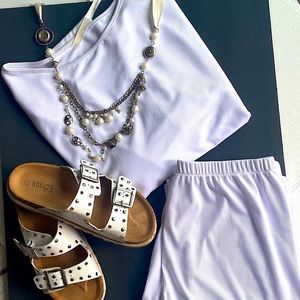 White 2 piece pants set